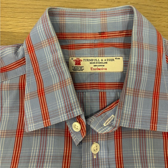 TURNBALL & ASSER‎ Men's Blue and Red Plaid Shirt - Picture 5 of 5